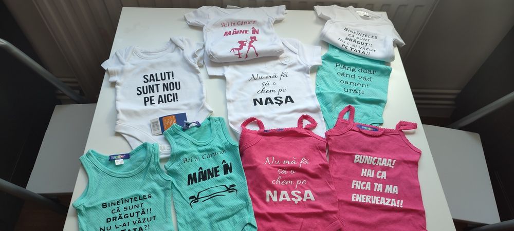 Bodyuri personalizate pentru bebeluși diferite mărimi
