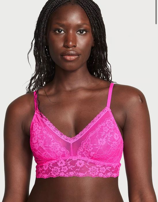 Комплект дантелено бельо Victoria's secret розов