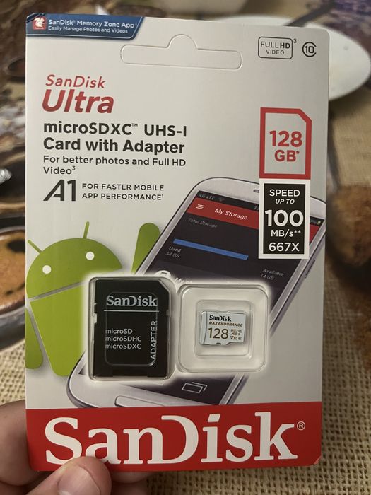 Карта памет San Disk micro SD-SDXC Ultra 128 GB Class 10 ,100 Mbs+адаптер