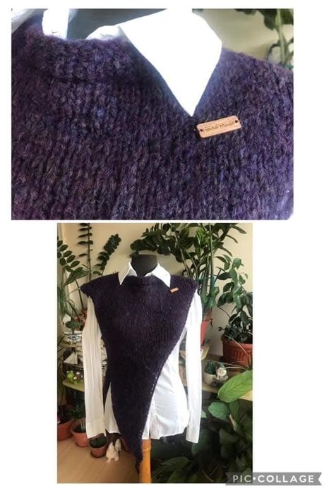 Асиметричен ефектен ръчно изплетен топ