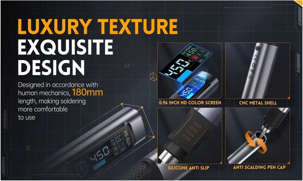 Портативный паяльник "FNIRSI" HS02A PD 100 Вт