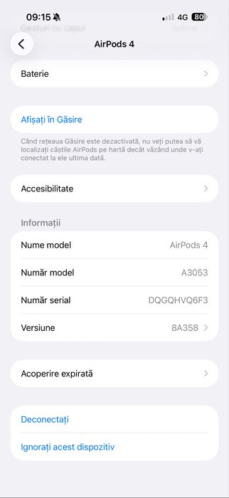 Apple Airpods 4 cu o casca, una am pierdut-o, original apple