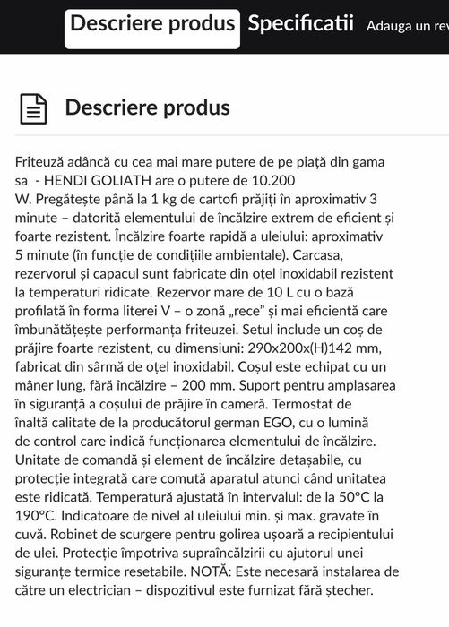 Vand Friteuza Electrică 10L!