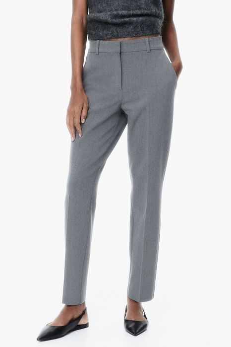 Тъмно сив панталон M/L/40 ежедневен плътен висока талия ръб джобове