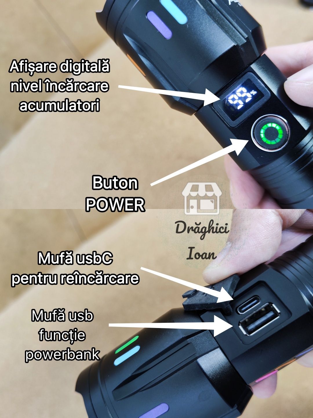 Lanterna TOP LASER DIGITAL- led PM20 ULS tip LASER pt.distanta