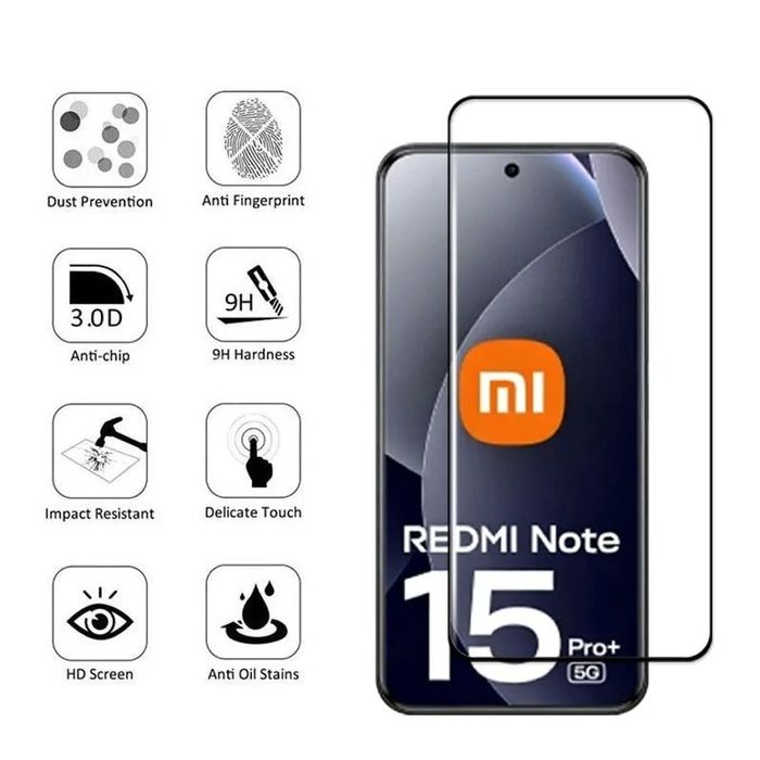 Xiaomi Redmi Note 15 Pro+ 15 Pro 4G / 3D ЦЯЛО ЛЕПИЛО Стъклен протектор