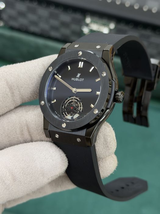 Hublot Classic Fusion Tourbillon Black Ceramic – Black Dial, Black Rubber Strap