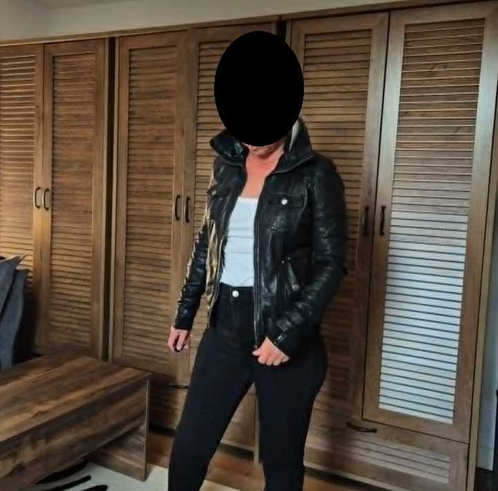 Geaca de piele naturala, dama, Bershka, S