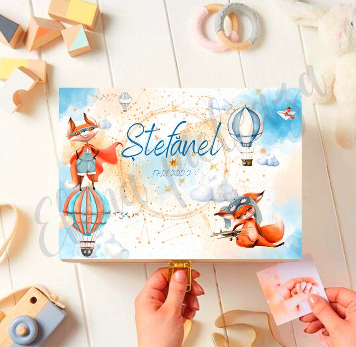 Trusou botez- Cutie lemn personalizata