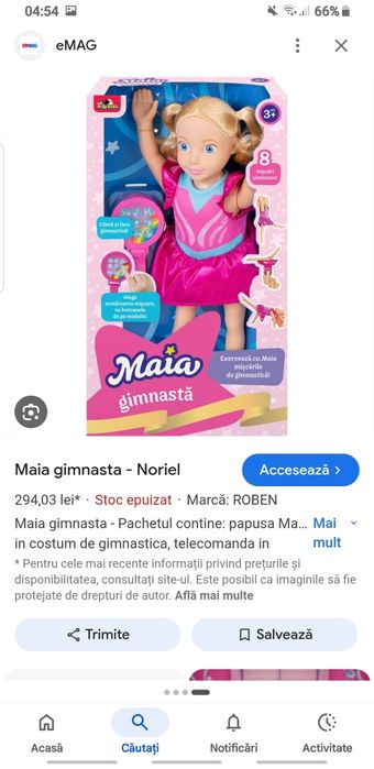 Maia gimnasta. Cu telecomanda.