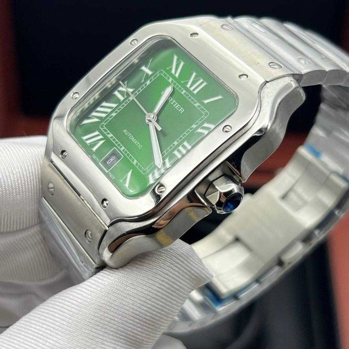 Автоматичен мъжки часовник Cartier Santos de Cartier Green