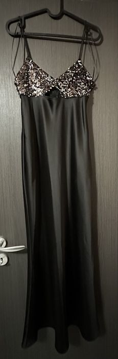Елегантна черна дамска рокля с пайети Zara, S размер
