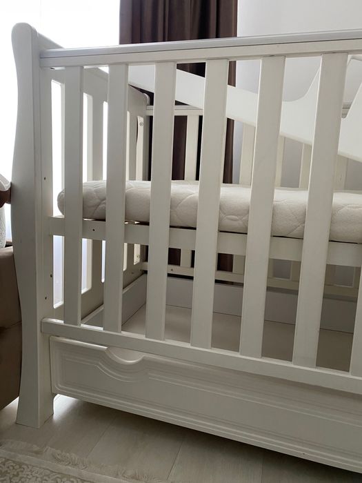 Pătuț bebe lemn alb 120x60