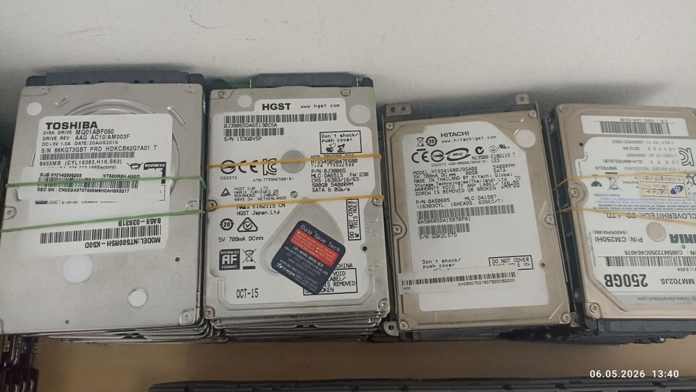Продаются Б/у Notebook Hdd в количестве. PC cpu ssd