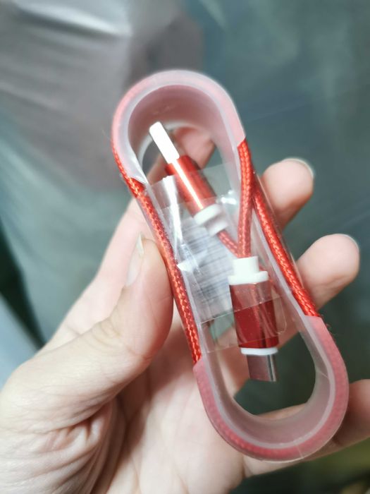 Cablu usb A - usb type C, cablu textil rosu, nou