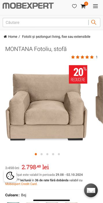 Vând fotoliu cu perne - colecția Montana Mobexpert