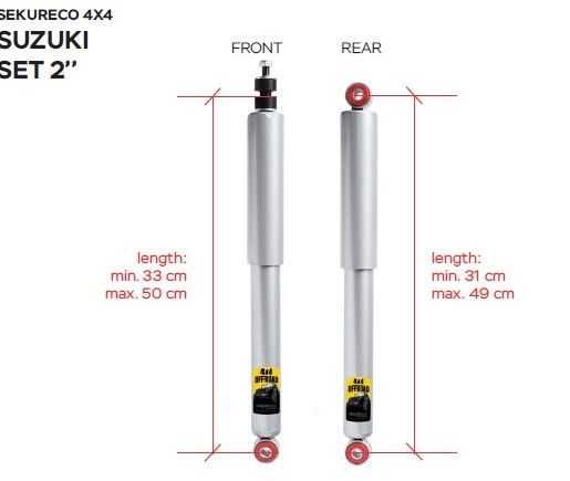 Амортисьори за повдигане +2/+3 инча за Suzuki Samurai и Suzuki jimny