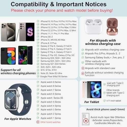 Ново сгъваемо Безжично Зарядно 4 в 1 за Apple - iPhone, Watch, iPad таблет телефон
