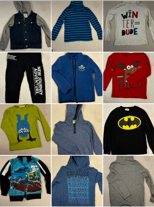 Лот дрешки за момче, блузи, полар, панталон, яке 110-128