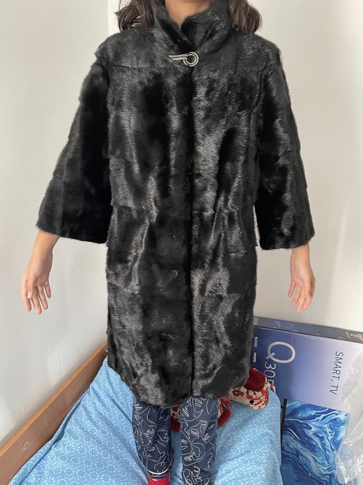 Норковая шуба черный брилиант