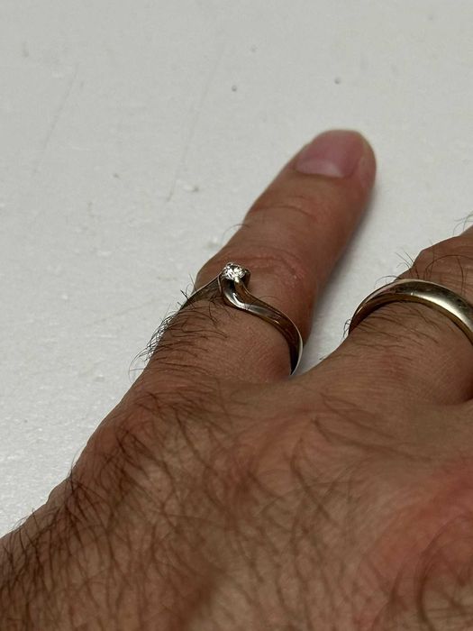 INEL AUR alb 18K + 1 DIAMANT = 0.17CT - Solitaire - De logodna - TOP - 3.9g. !