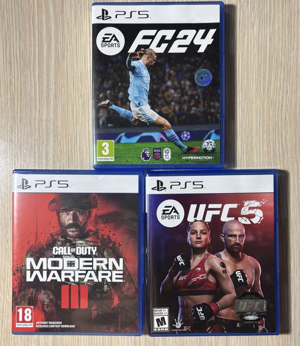 Диски UFC 5, FIFA 24, Call of duty modern Warfare 3 на плей стейшн 5
