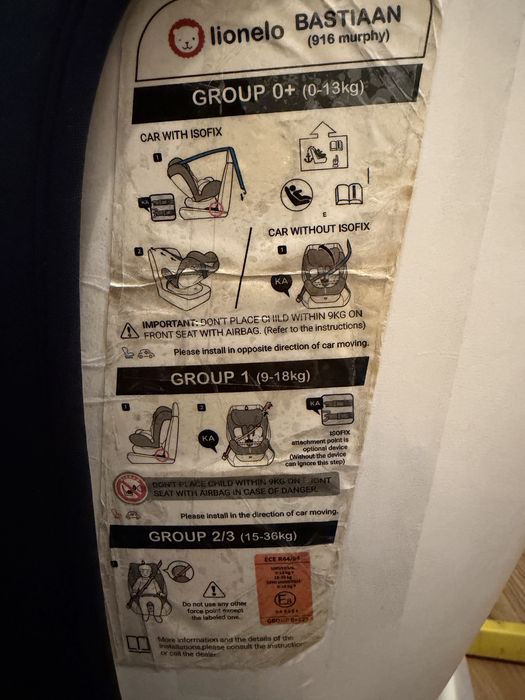 Scaun auto copii Lionelo Bastiaan 916 Murphy - Grupa 0+/ 1/2/3 (0-36kg