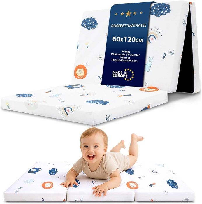 Saltea pliabila patut bebe 60 x 120 cm, grosime 5 cm, husa detasabila