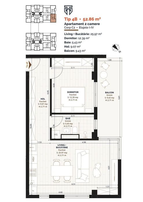 Comision 0 - Dezvoltator vinde ap. 2 camere in bloc PREMIUM cu lift!