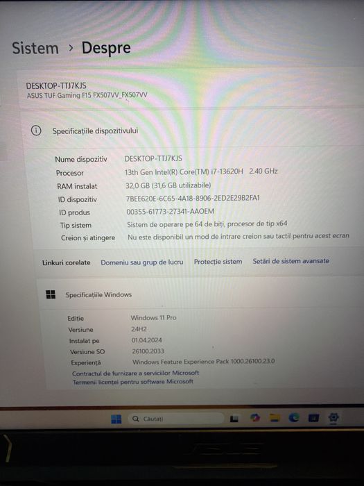 Laptop Gaming Asus TUF F15 i7 13gen 32g 512g nvme RTX4060 8g
