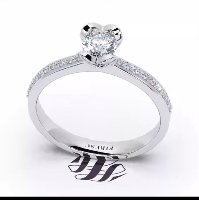 Inel de logodna cu diamante naturale - aur alb 18Kt -Atelier FIRESC
