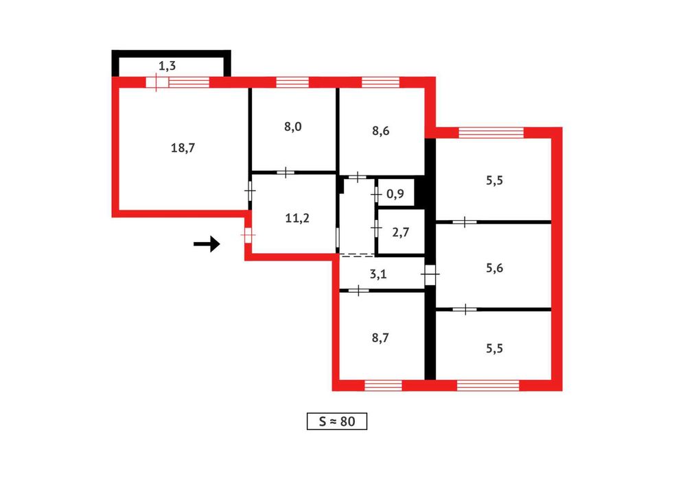 6-комнатная на 9 мкрн ][