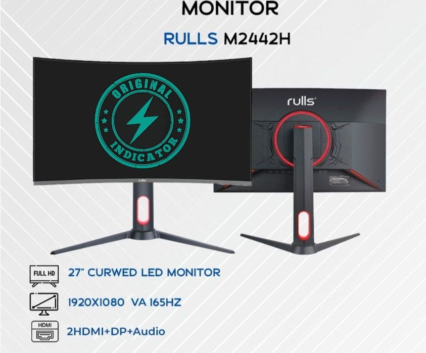 Premium!!! Абсолютно новый Игровой Монитор RULLS 27' Curved  165hz