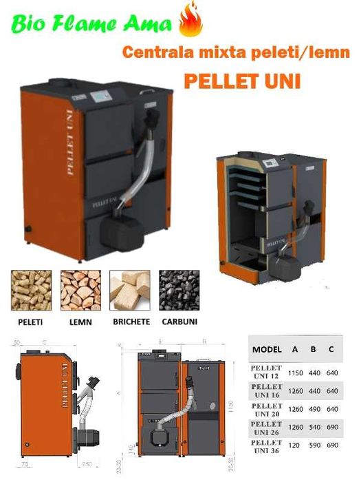 Centrala mixta peleti/lemn Pellet Uni