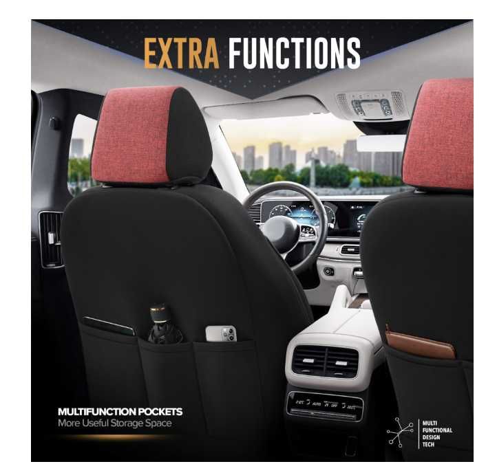 Луксозна тапицерия OTOM текстил с еко кожа THRONE Design – Червено-черна с черен шев