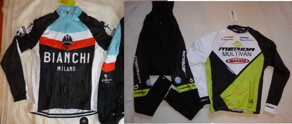 Echipament ciclism S , M  bianchi sau merida iarna set nou negru Bluza