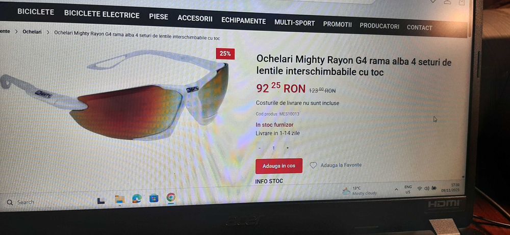 Ochelari Mighty Rayon G4 rama alba-5 lei transportul