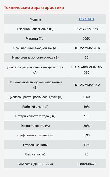 Сварочный аппарат TIG 400GT 380v аргонная сварка