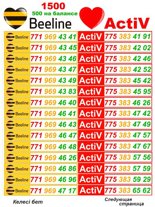 GSM номера. Сим карты Актив, Билайн