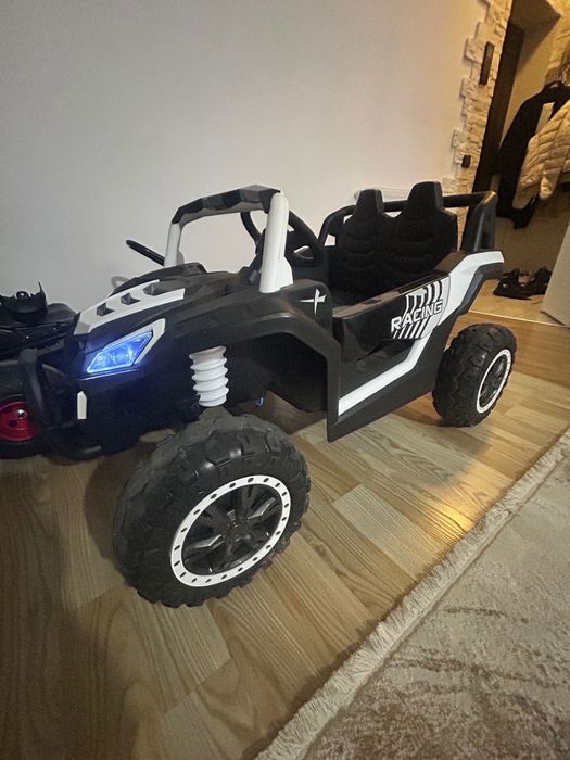 Buggy electric 4x4 pentru copii, 2 locuri, scaune piele, Bluetooth