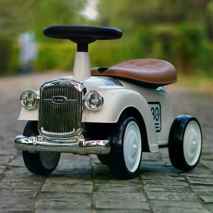 Premergator fara pedale, Kinderauto Retro Baby Car cu roti moi white