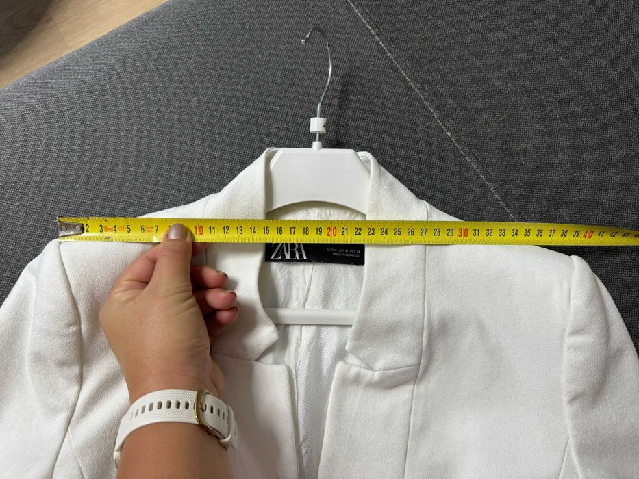 Sacou lung Zara M - femei - alb ivory NOU