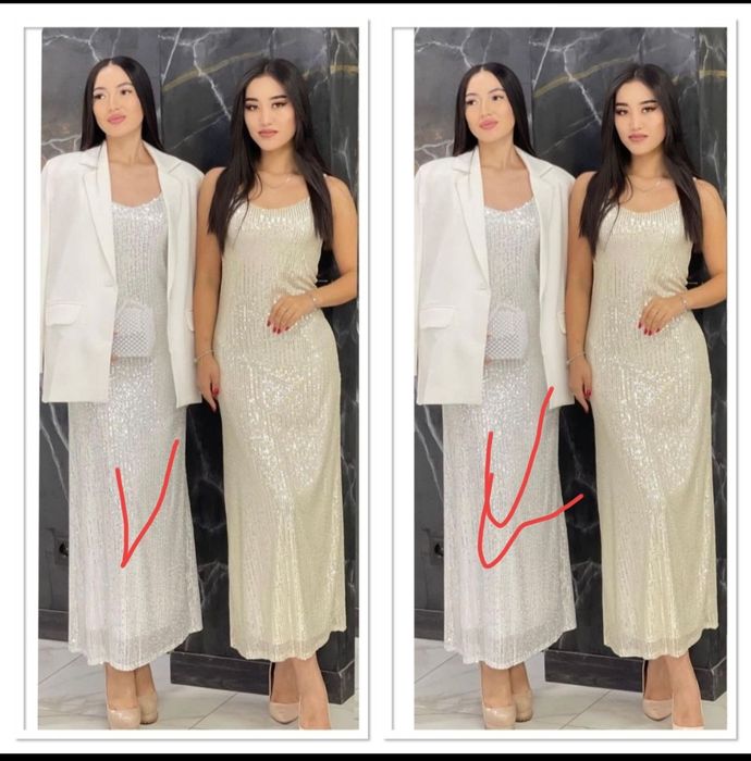 Платье с паеткой белое.