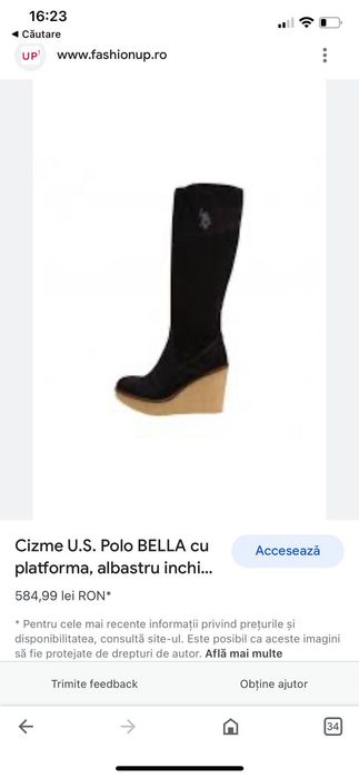 Cizme U.S. Polo BELLA cu platforma negre.