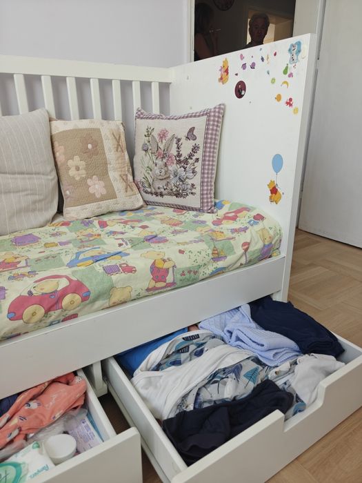 Бебешко детско легло креватче кошара Икеа с матрак 60/120