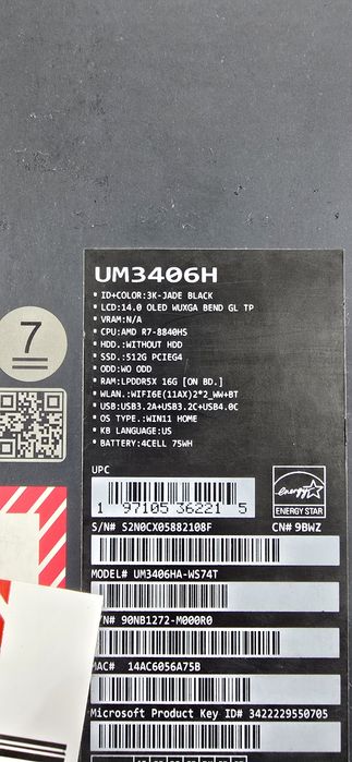 ASUS Zenbook 14 OLED (UM3406HA-WS74T)
