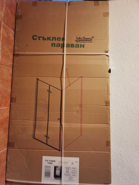 Стъклен параван за баня, рисувано стъкло 8 мм и размери 80/200