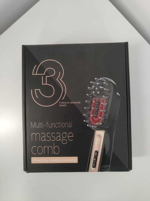 Perie NOUA de masaj scalp/fata/corp, 3 in 1, lumina rosie/albastra,EMS