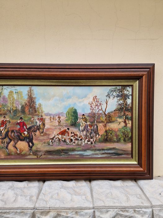 Топ - Уникална голяма антикварна авторска картина масло върху платно