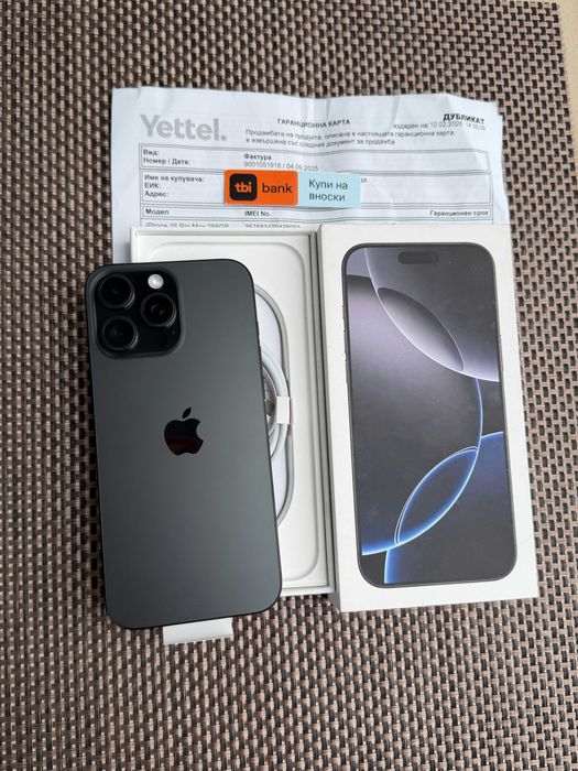 НОВ! 36м Гар. iPhone 16 Pro MAX лизинг от 36€/мес Black Titanium 256GB